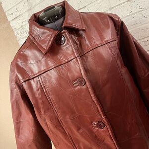 Vintage Tudor Court by Haband brown leather coat L